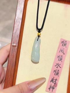 和田玉吊坠女节节高升竹节金珠项链玉石挂坠送妈