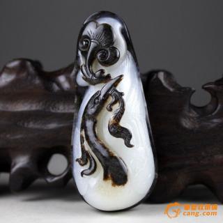 超润传世和田玉羊脂白玉黑皮籽料 苏工 我如意挂件